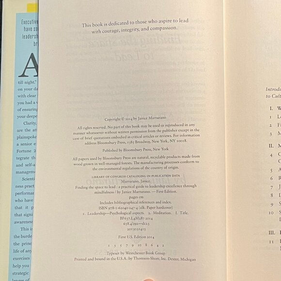 "Finding the Space to Lead," by Janice Marturano, 2014 First Ed. Hardcover - Picture 8 of 10